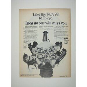 RCA 781 Telex Tokyo Japanese Dining Room ADVERT 1960s Vintage Print Ad